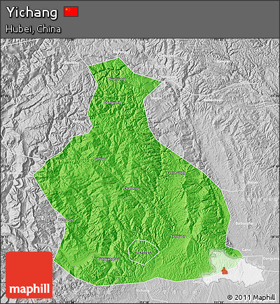 Political Map of Yichang, lighten, desaturated