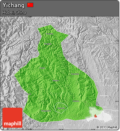 Political Map of Yichang, lighten, desaturated