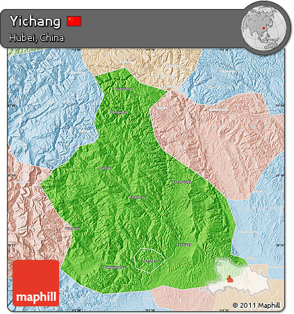 Political Map of Yichang, lighten