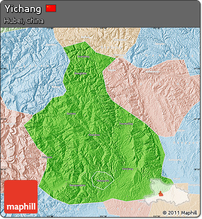 Political Map of Yichang, lighten