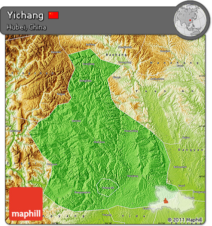 Political Map of Yichang, physical outside