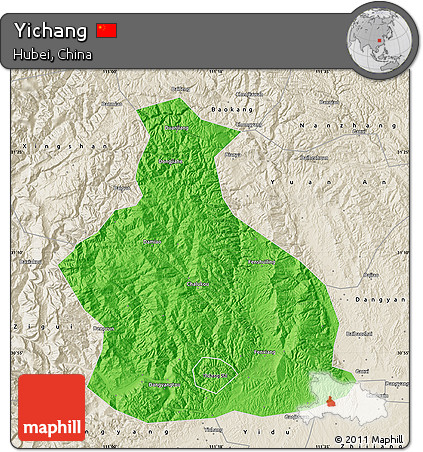 Political Map of Yichang, shaded relief outside