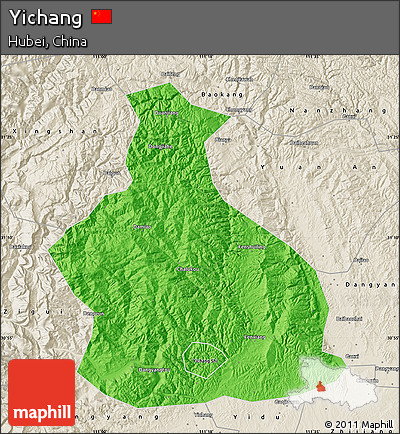Political Map of Yichang, shaded relief outside