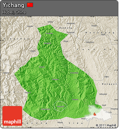 Political Map of Yichang, shaded relief outside
