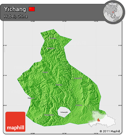 Political Map of Yichang, single color outside