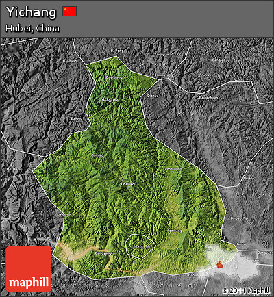 Satellite Map of Yichang, desaturated