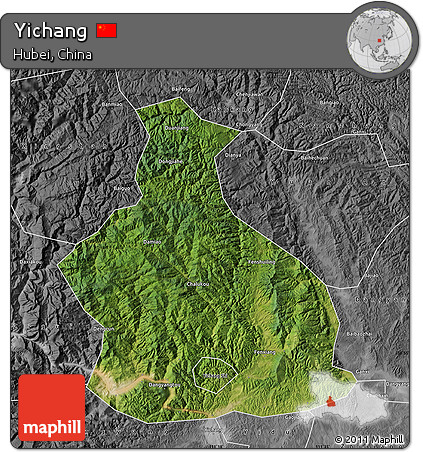Satellite Map of Yichang, desaturated