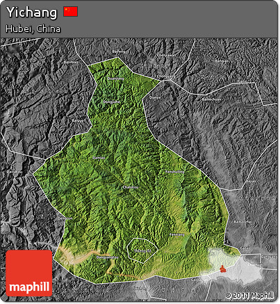 Satellite Map of Yichang, desaturated
