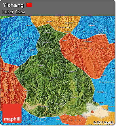Satellite Map of Yichang, political outside