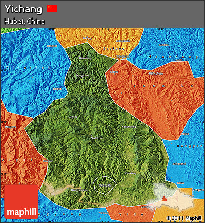Satellite Map of Yichang, political outside