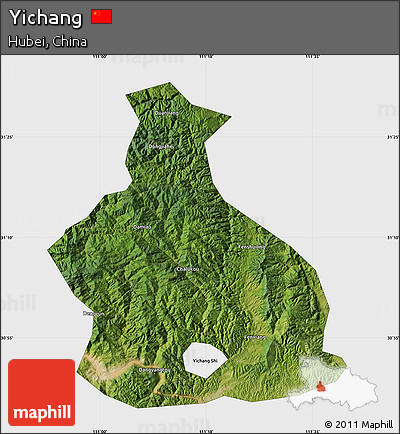Satellite Map of Yichang, single color outside