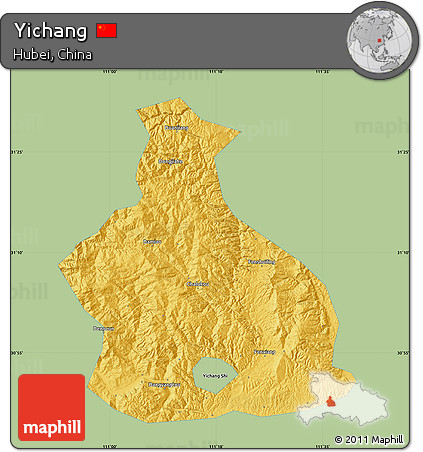 Savanna Style Map of Yichang, single color outside
