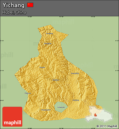 Savanna Style Map of Yichang, single color outside