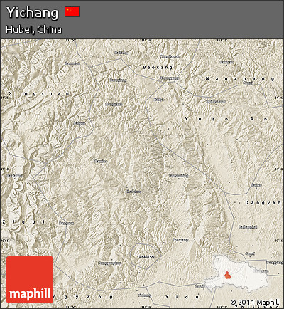 Shaded Relief Map of Yichang