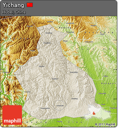 Shaded Relief Map of Yichang, physical outside