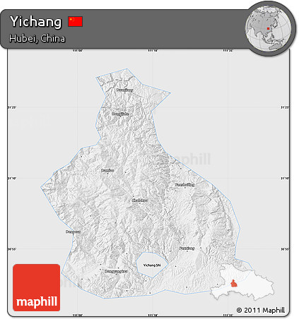 Silver Style Map of Yichang, single color outside