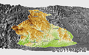 Physical Panoramic Map of Yichang, darken, desaturated