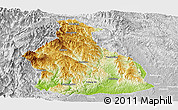 Physical Panoramic Map of Yichang, lighten, desaturated
