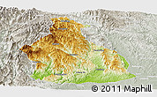 Physical Panoramic Map of Yichang, lighten, semi-desaturated