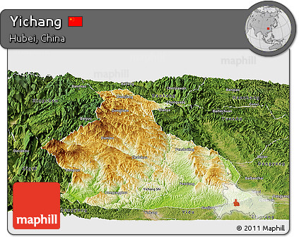 Physical Panoramic Map of Yichang, satellite outside