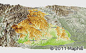 Physical Panoramic Map of Yichang, semi-desaturated