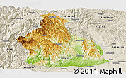 Physical Panoramic Map of Yichang, shaded relief outside