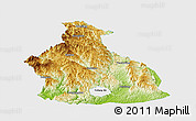 Physical Panoramic Map of Yichang, single color outside