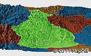 Political Panoramic Map of Yichang, darken