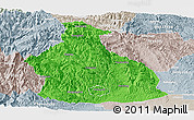 Political Panoramic Map of Yichang, lighten, semi-desaturated