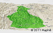 Political Panoramic Map of Yichang, shaded relief outside