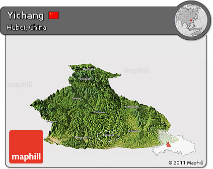 Satellite Panoramic Map of Yichang, cropped outside