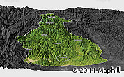 Satellite Panoramic Map of Yichang, darken, desaturated