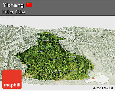 Satellite Panoramic Map of Yichang, lighten