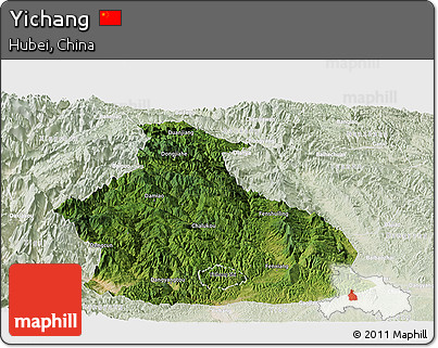 Satellite Panoramic Map of Yichang, lighten