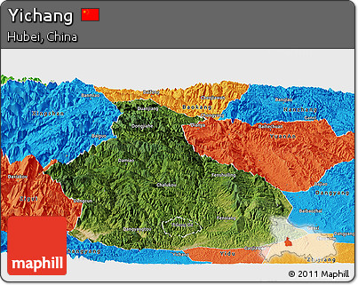 Satellite Panoramic Map of Yichang, political outside
