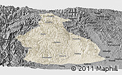 Shaded Relief Panoramic Map of Yichang, darken, desaturated