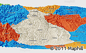 Shaded Relief Panoramic Map of Yichang, political outside