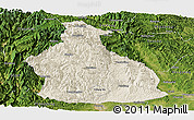 Shaded Relief Panoramic Map of Yichang, satellite outside