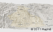 Shaded Relief Panoramic Map of Yichang, semi-desaturated
