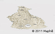 Shaded Relief Panoramic Map of Yichang, single color outside