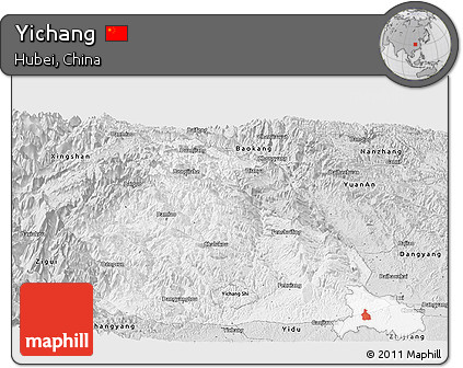 Silver Style Panoramic Map of Yichang