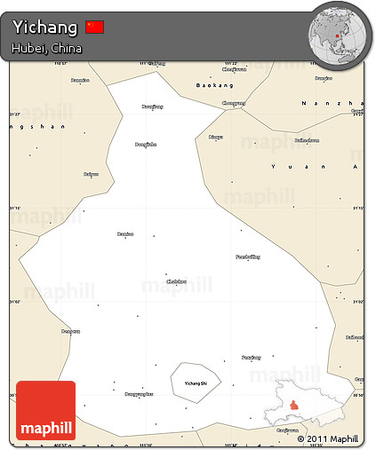 Classic Style Simple Map of Yichang