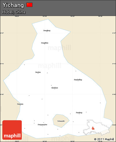 Classic Style Simple Map of Yichang, single color outside