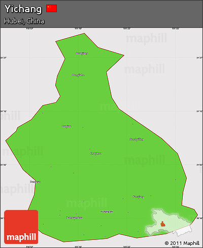 Political Simple Map of Yichang, cropped outside