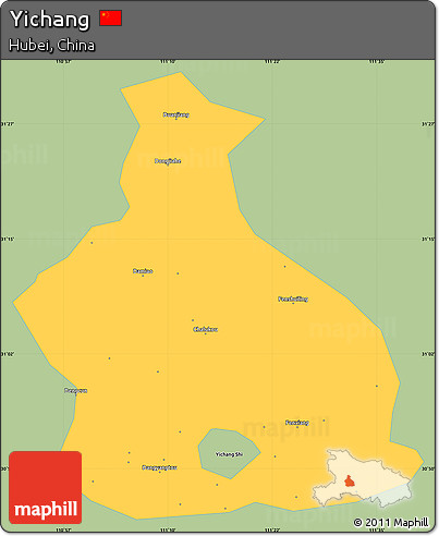 Savanna Style Simple Map of Yichang, single color outside