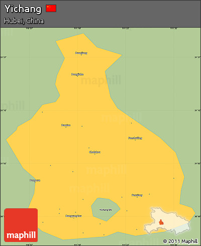 Savanna Style Simple Map of Yichang, single color outside