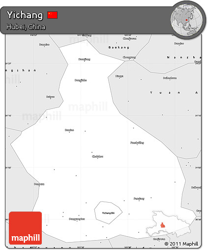 Silver Style Simple Map of Yichang