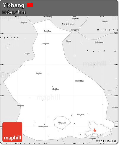 Silver Style Simple Map of Yichang