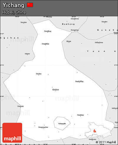 Silver Style Simple Map of Yichang