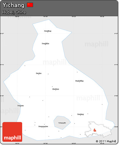 Silver Style Simple Map of Yichang, single color outside